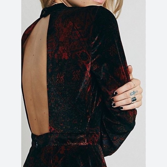 Free People Printed Burnout Velvet Backless Romper - Picture 6 of 15